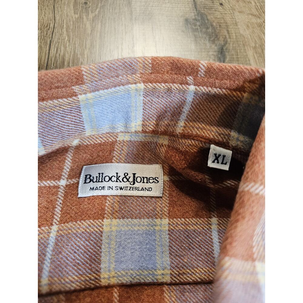 Bullock & Jones Plaid Flannel Button Down Men’s Size XL Made in Switzerland - Picture 2 of 6